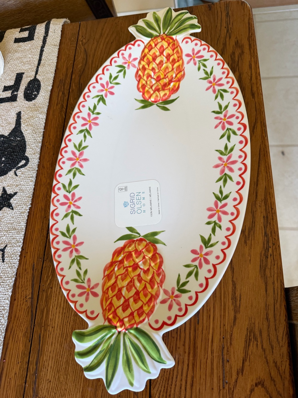 Sigrid Olsen Home White Melamine Label with Teal & Navy Logo